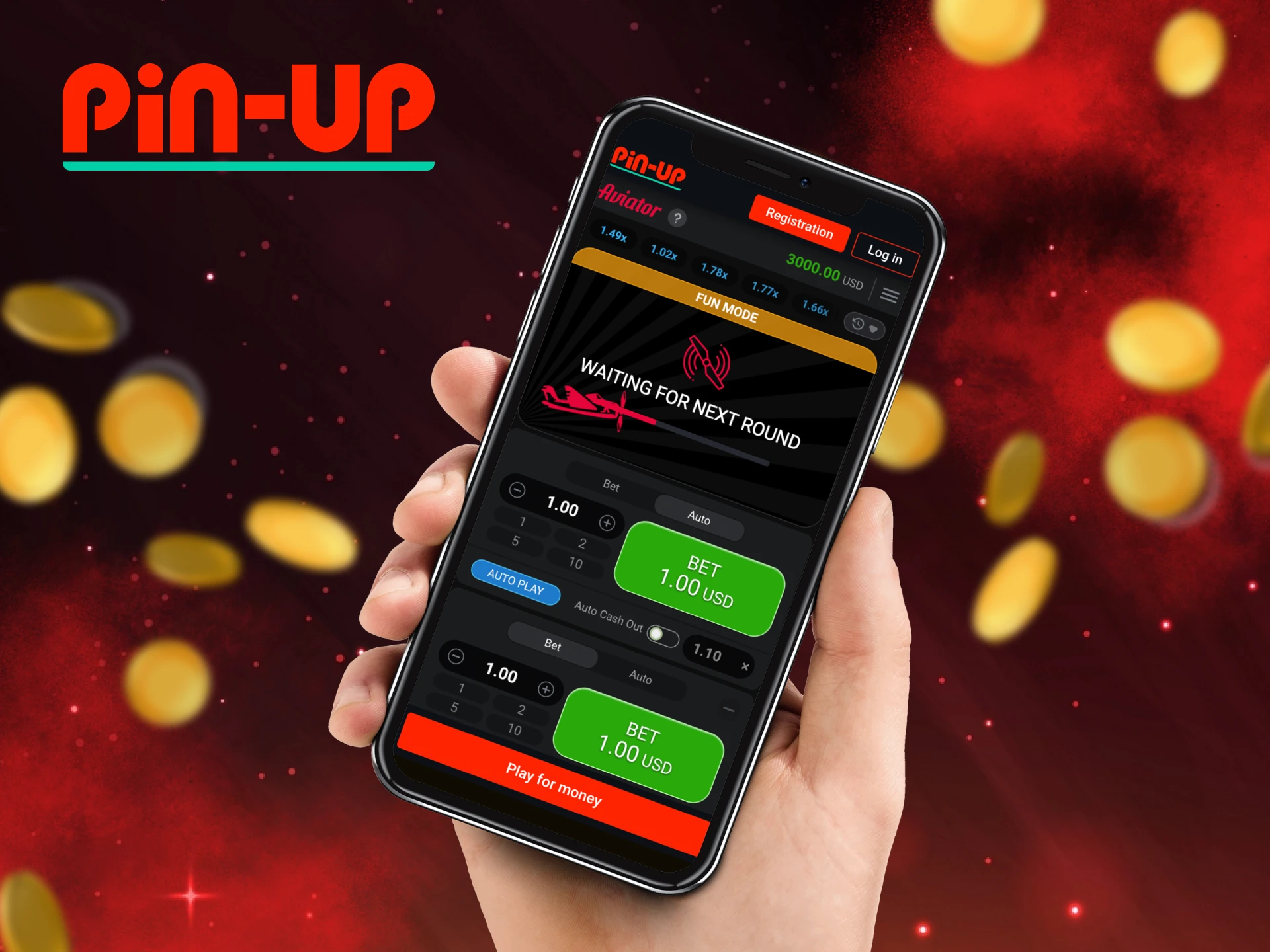 What welcome bonus will users receive in the Pin Up casino mobile app.