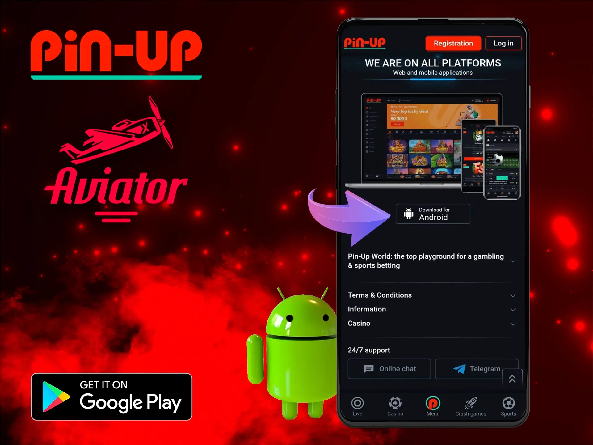 Using the Pin-Up app for Android, you'll get a high level of performance and speed when playing Aviator.