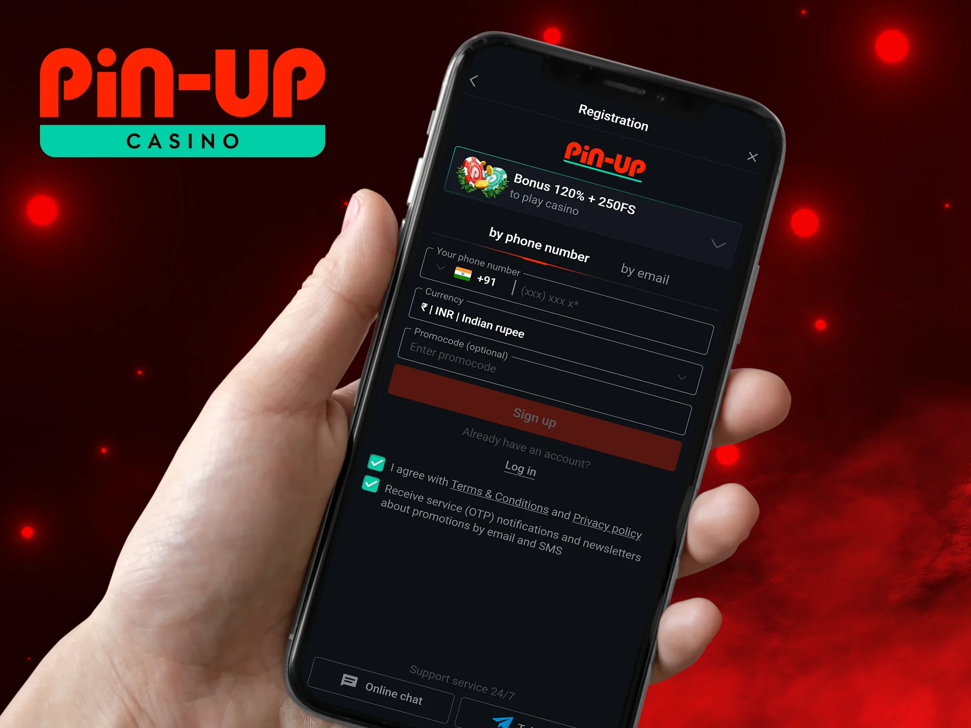 How to register for the Pin Up casino app.