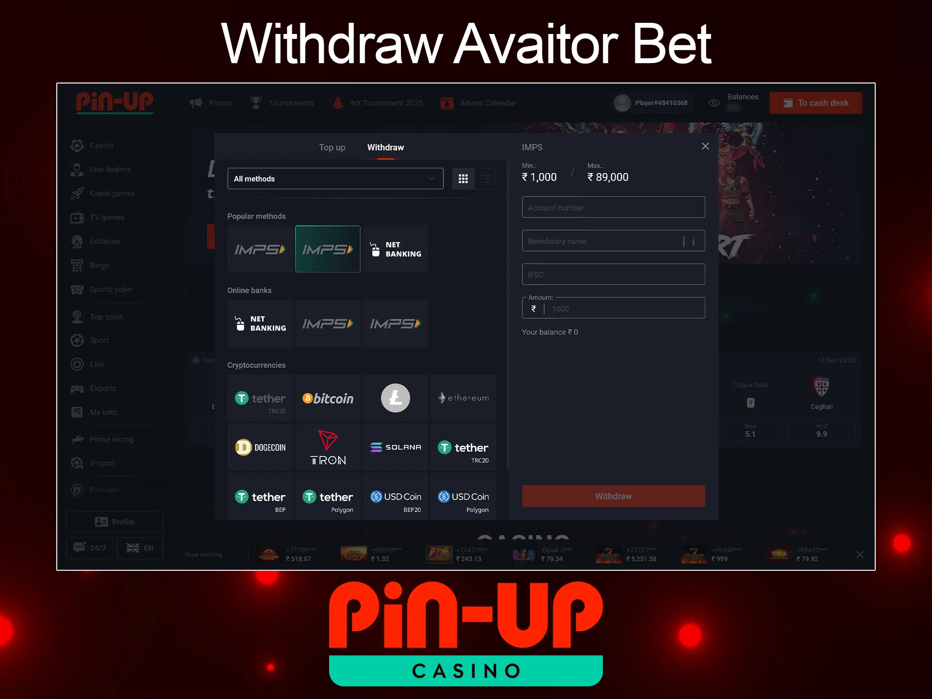 Withdraw your funds on time and enjoy winning in the Aviator game from Pin Up Casino.