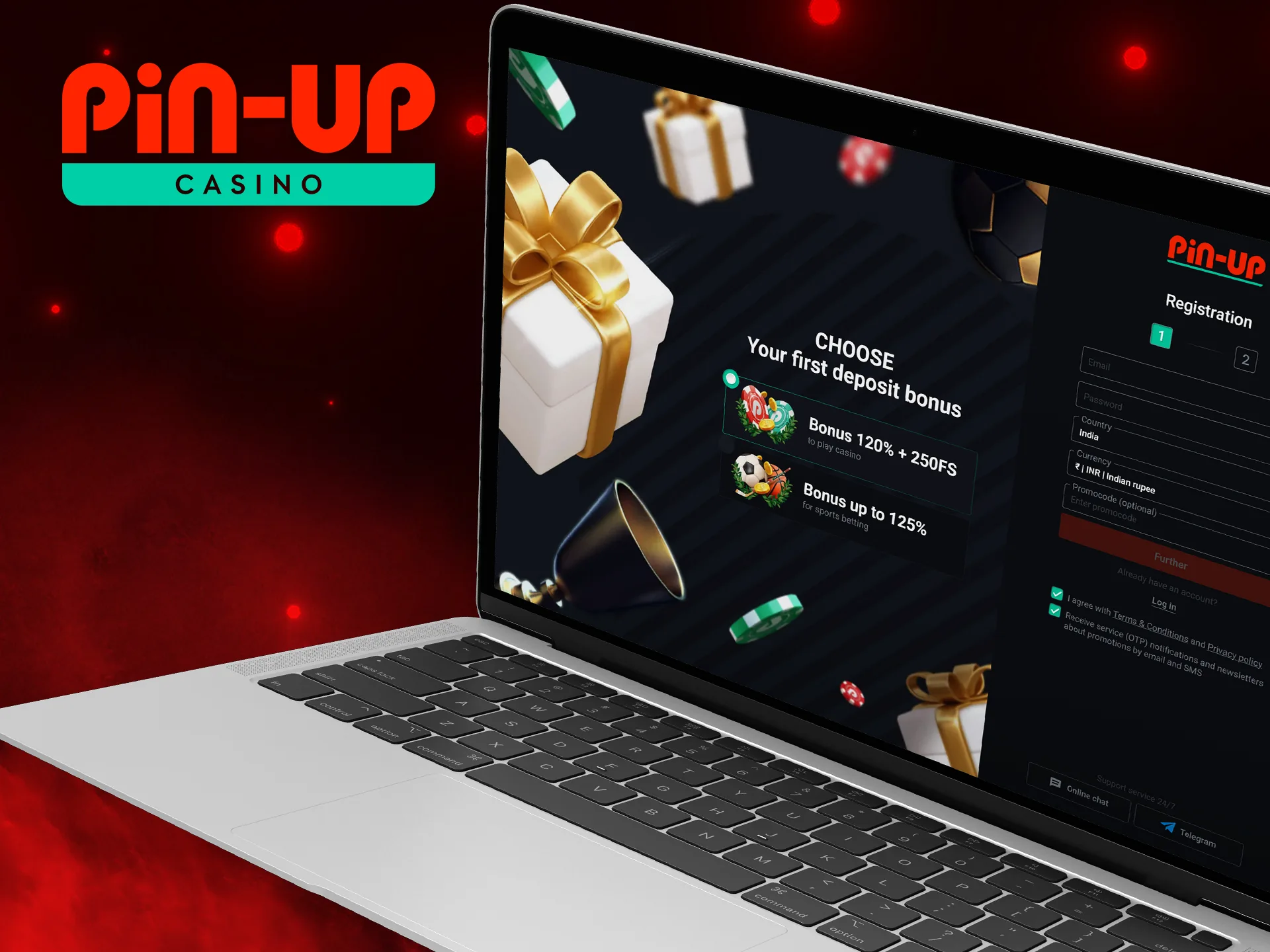 Step-by-step instructions on how to register on the Pin Up casino website.