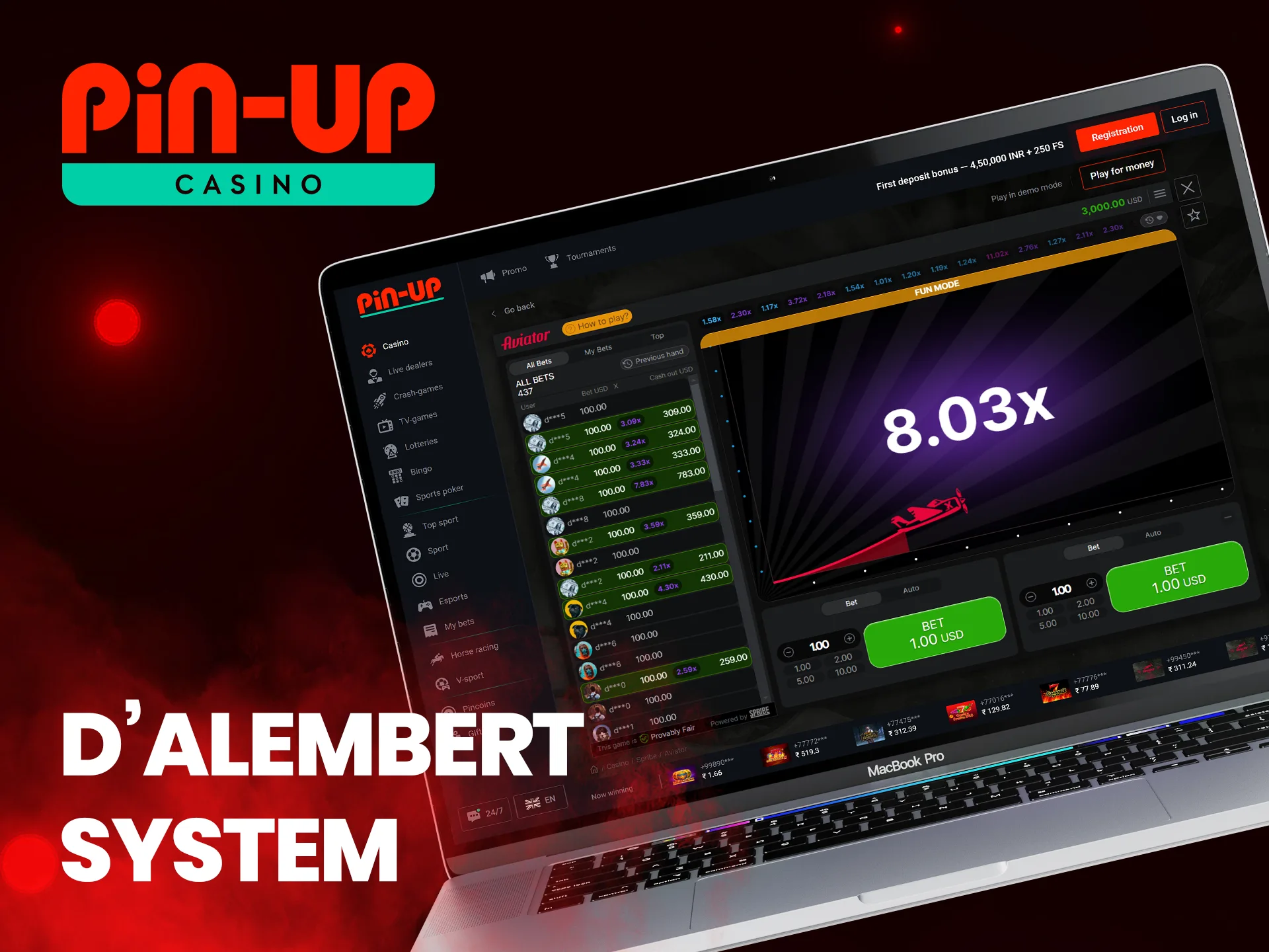 What is d’Alembert System for the Aviator game at Pin Up casino.