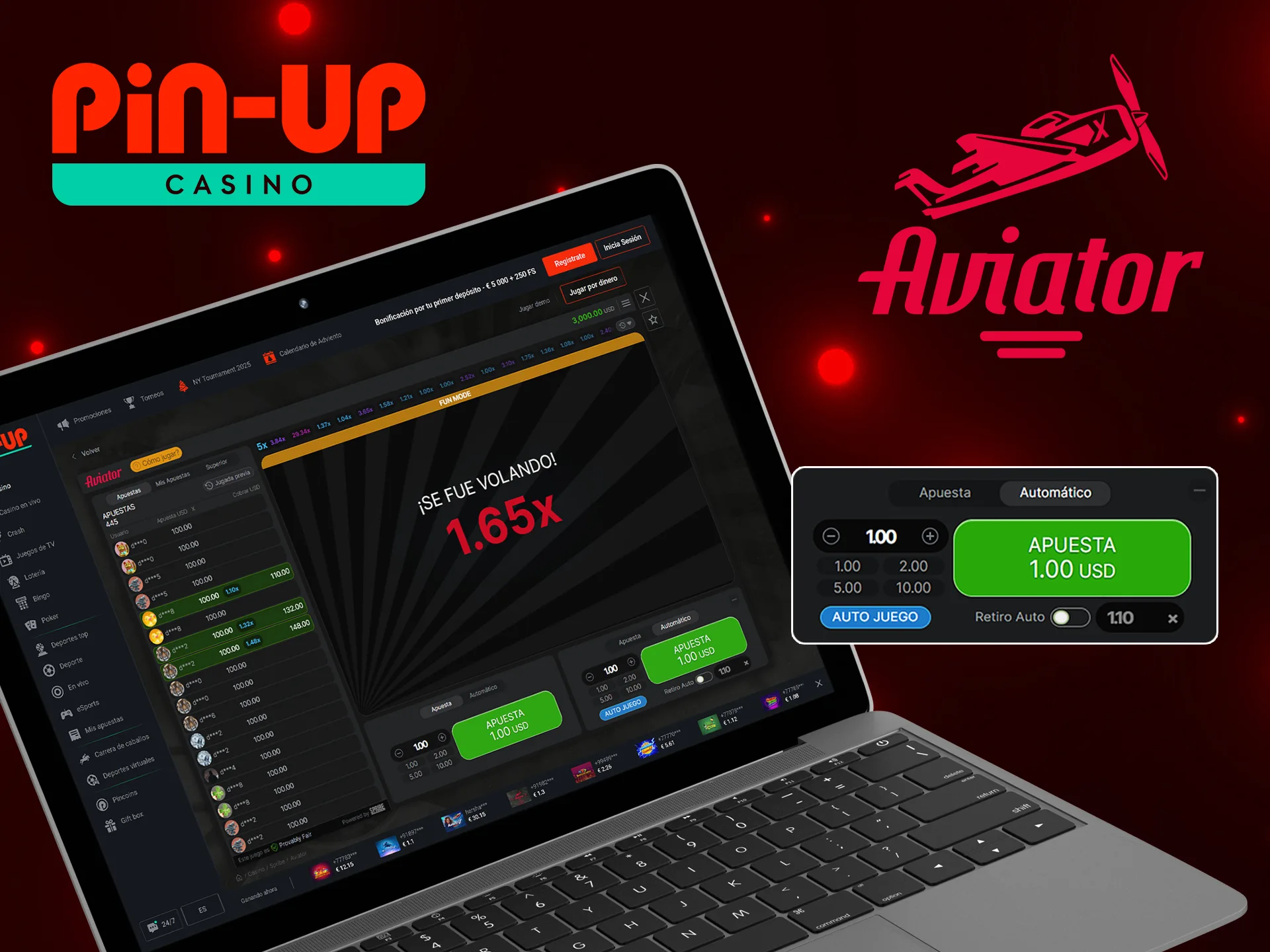 Juega al juego Aviator en modo de juego automático en el casino online Pin Up.