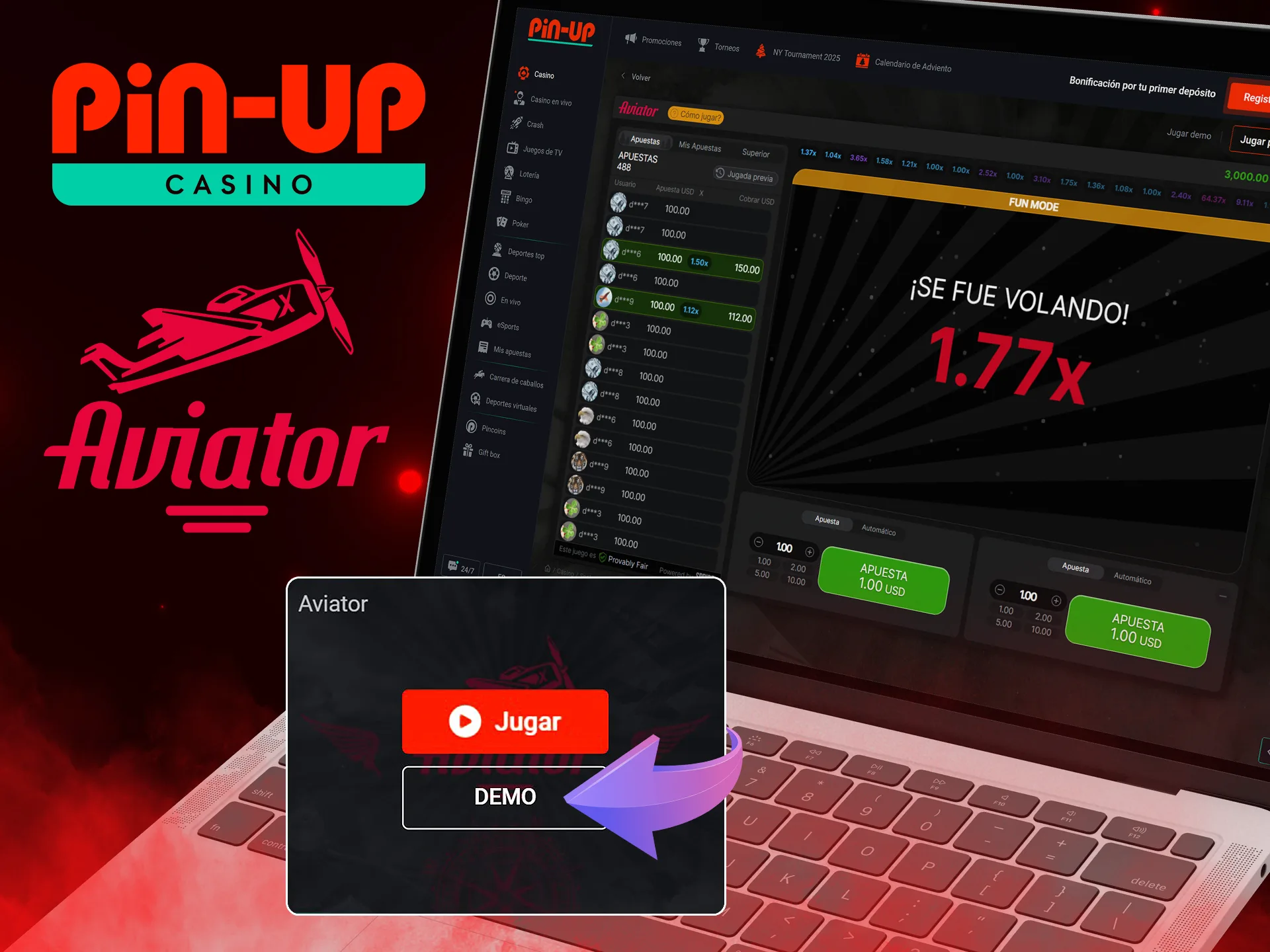 ¿Existe un modo de demostración para el juego Aviator en Pin Up Casino.