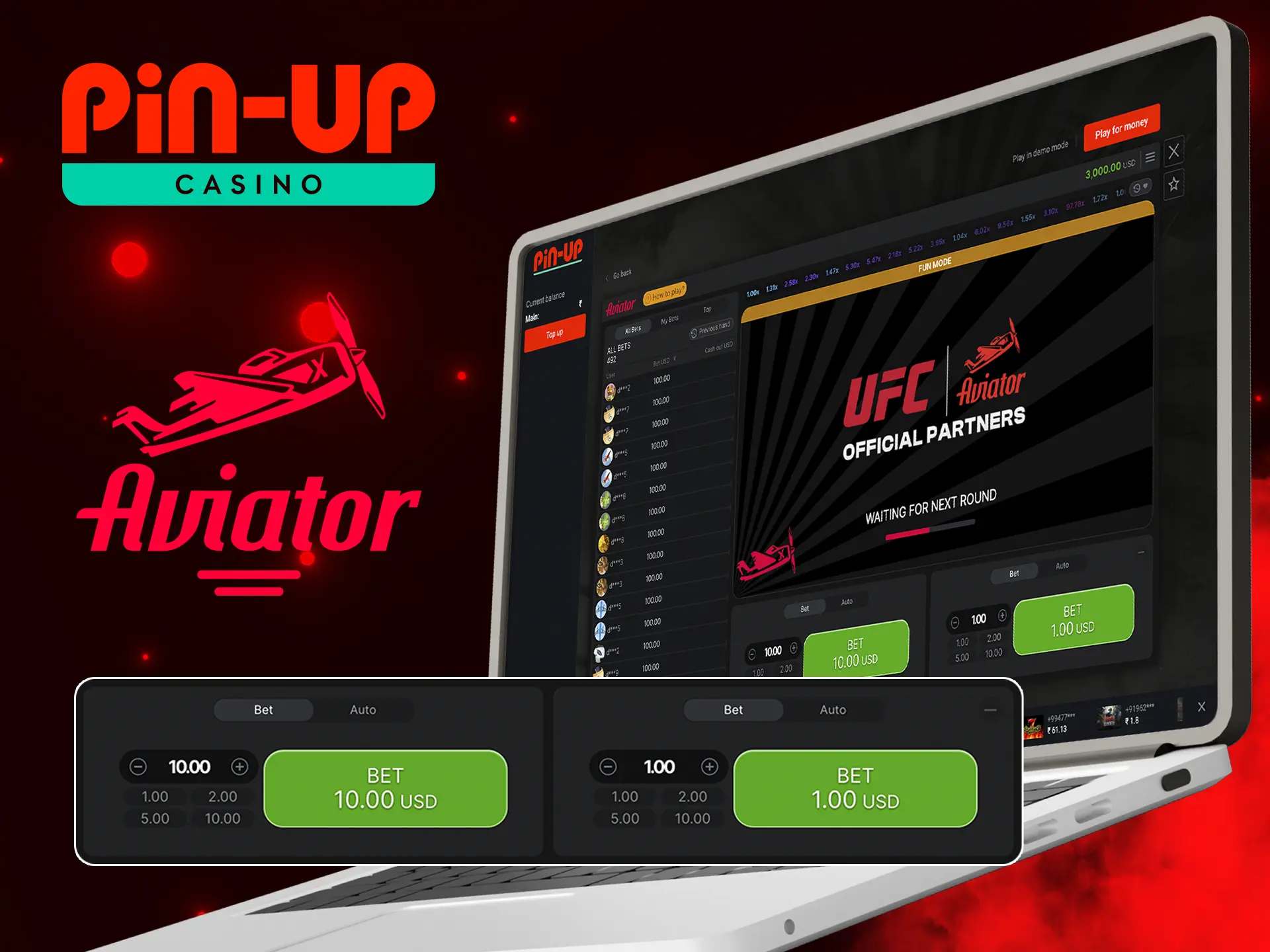 Learn about the betting options available in the Aviator game from Pin Up Casino.