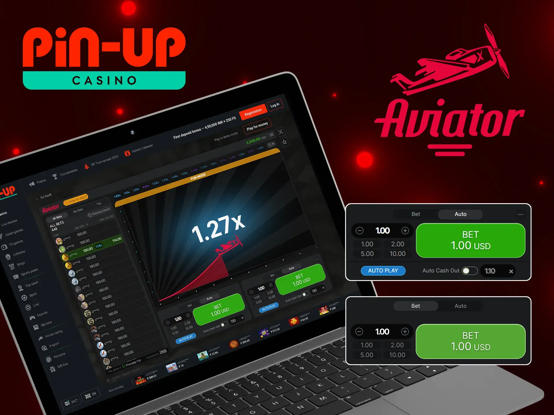 Trust the auto-withdraw winnings system, which is a stable tool in the Aviator game from Pin Up Casino.