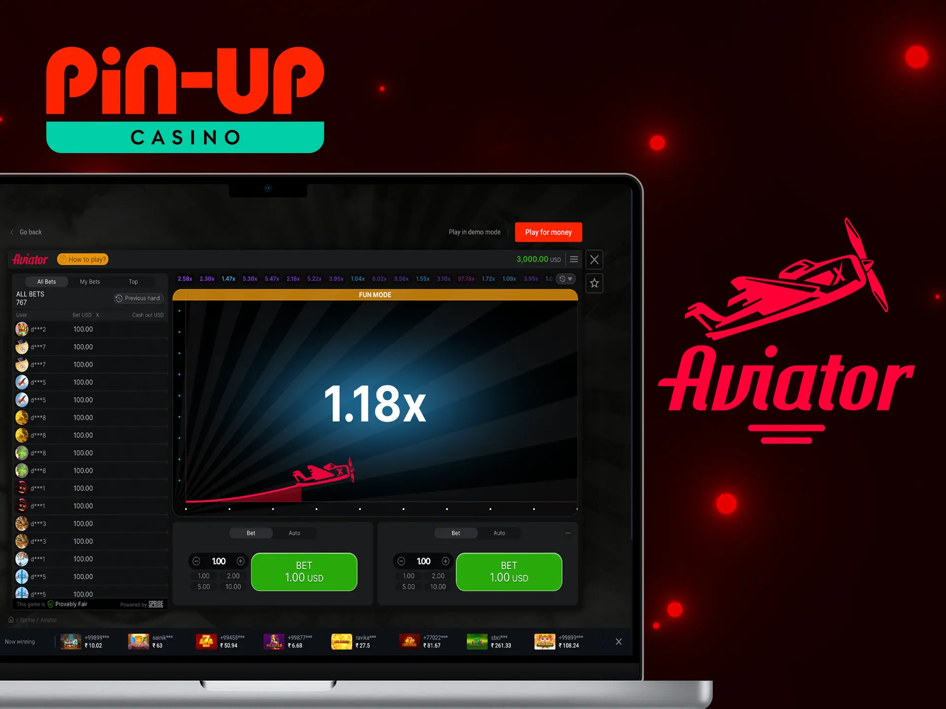 Explore the basic interface in the Aviator game from Pin Up Casino.